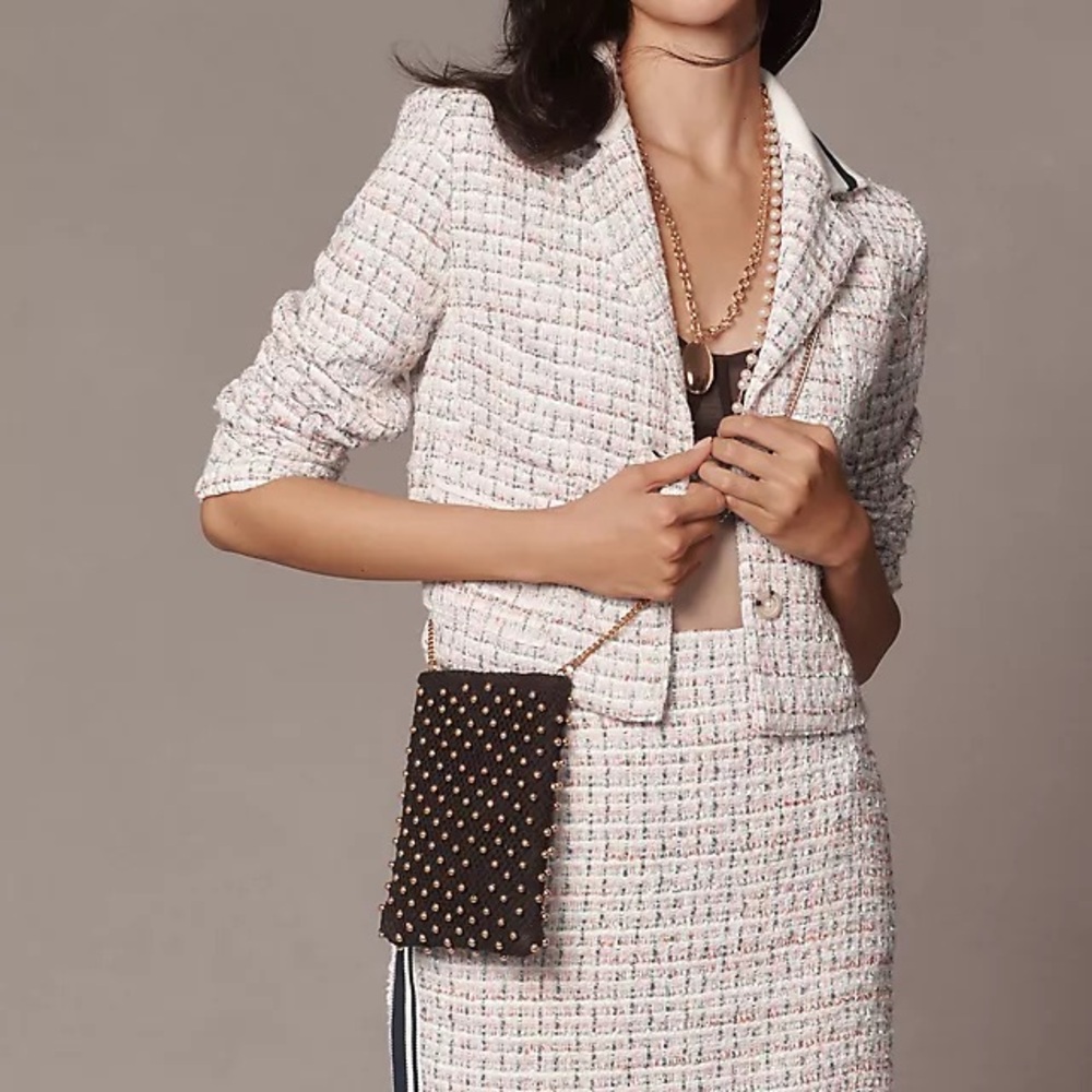 Anthropologie Maeve Sporty Trim Tweed Jacket